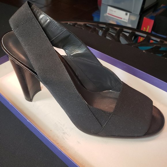 Stuart Weitzman Womens 7.5 Black Elastic "Trans" shoe - Picture 8 of 9